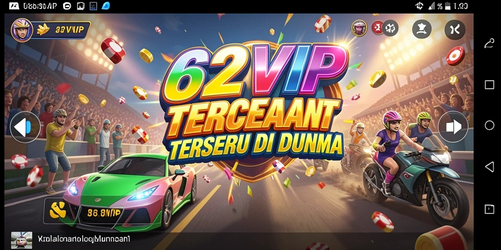 Screenshot dari gameplay balap seru di 62VIP