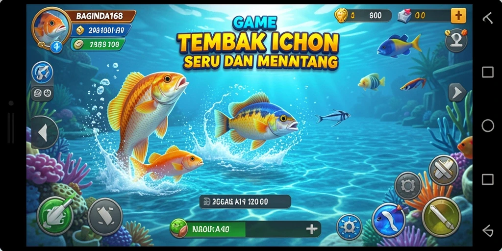 Tampilan gameplay seru saat menembak ikan dalam BAGINDA168.