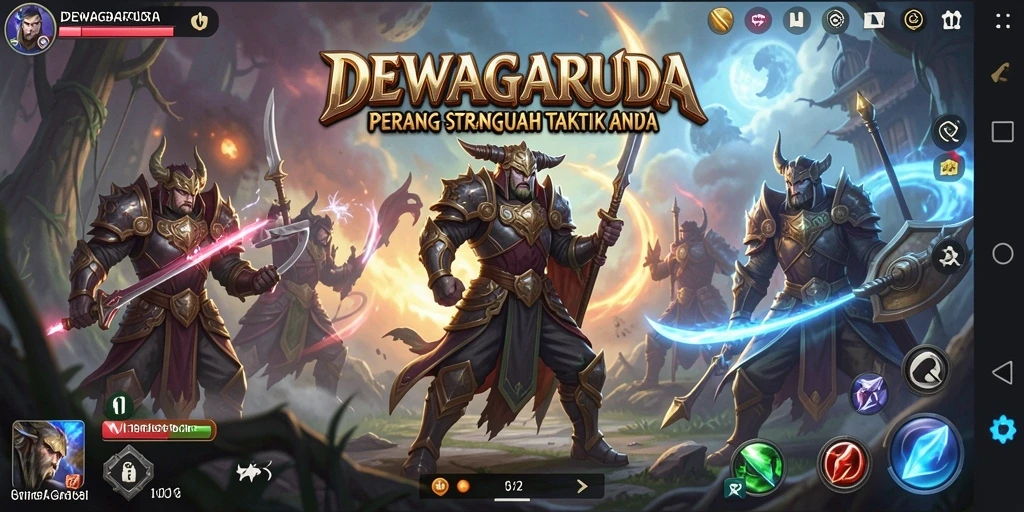 Gameplay mendebarkan DEWAGARUDA dalam pertempuran strategi.