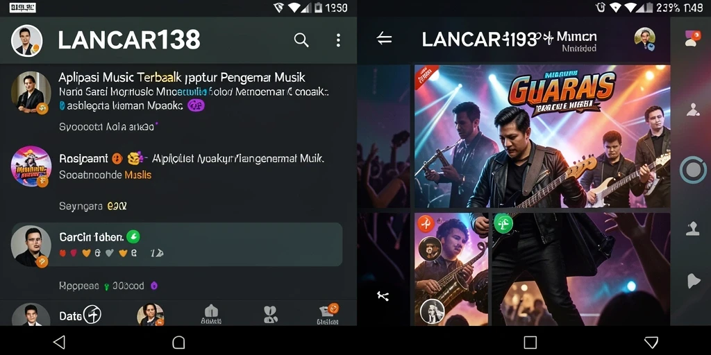 Tangkapan layar utama LANCAR138 menampilkan antarmuka aplikasi musik yang menarik.