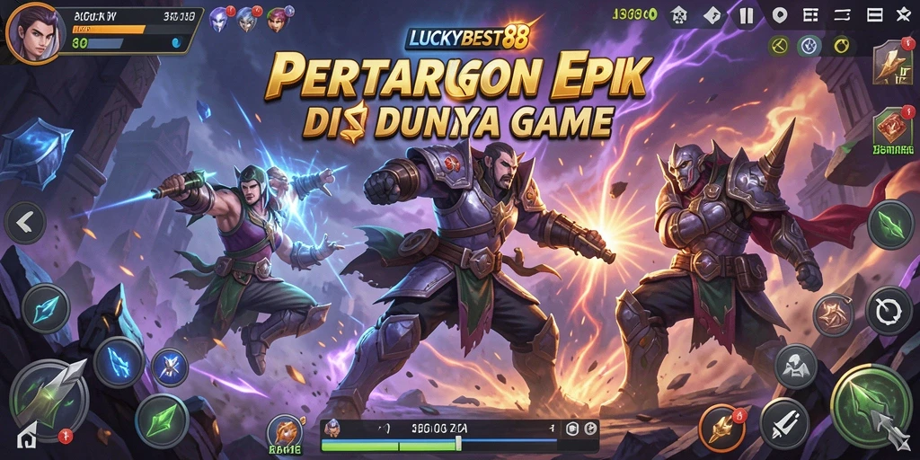 Tangkapan layar menunjukkan pertarungan intens di LUCKYBEST88.