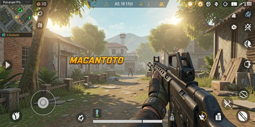 Tampilan gameplay mendebarkan dari MACANTOTO dalam aksi FPS.