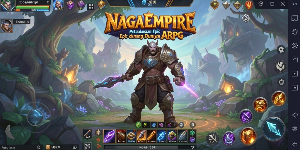 Screenshot gameplay NAGAEMPIRE menampilkan aksi pertarungan mendebarkan.