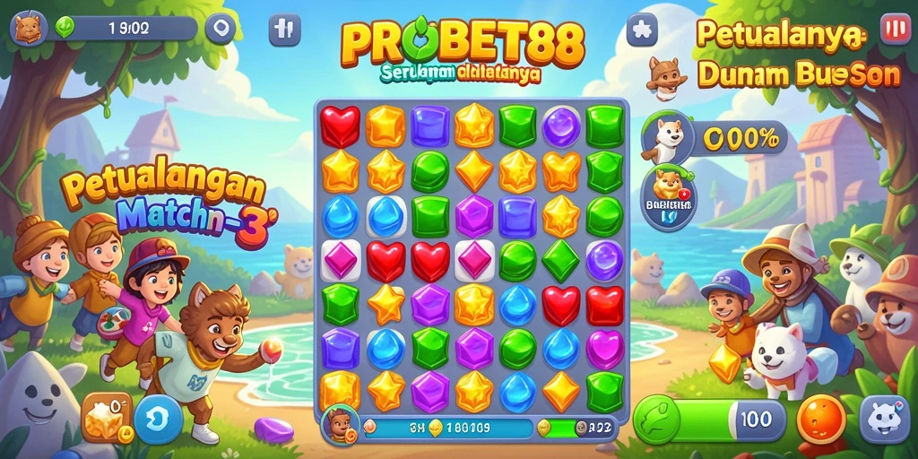 Tampilkan gameplay seru dari PROBET88, game Match-3 yang menantang.