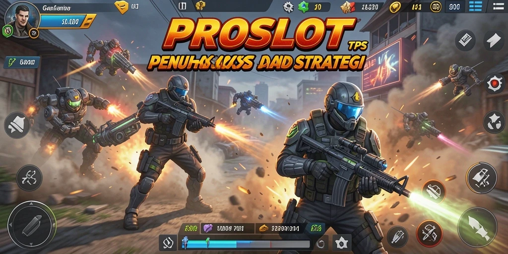 Screenshot gameplay seru PROSLOT dengan aksi tembak-menembak intens.