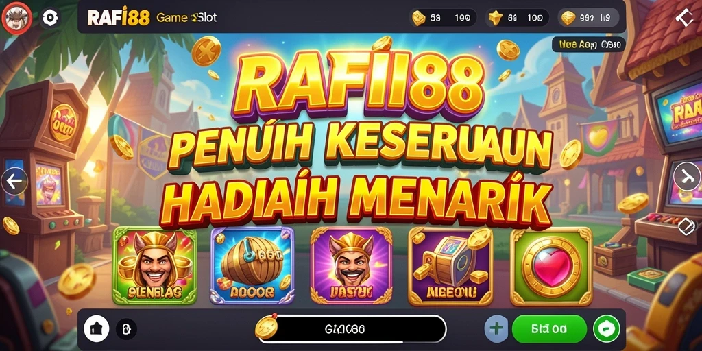 Screenshot gameplay <strong>RAFI88</strong> menampilkan gulungan slot yang penuh warna dan efek visual menarik.