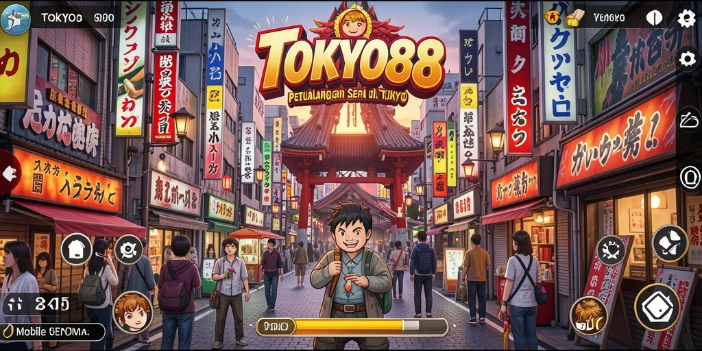 Screenshot utama TOKYO88 menampilkan aksi seru di lingkungan Tokyo.