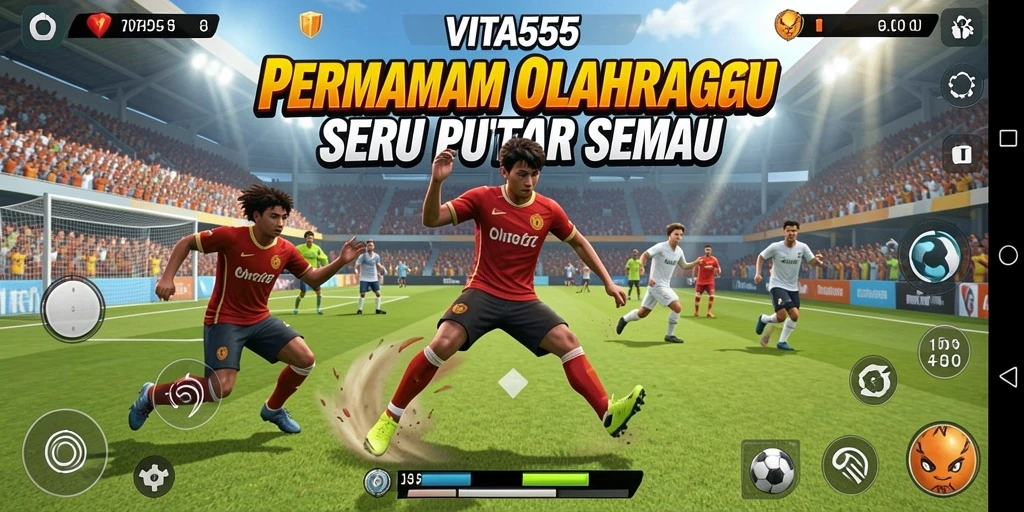 Tampilan dinamis gameplay VITA555 saat pertandingan olahraga berlangsung.